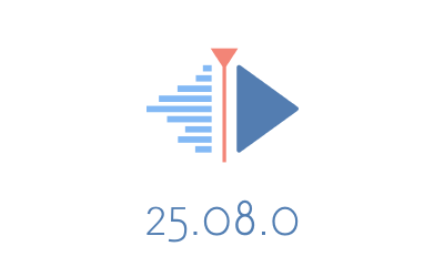 The Kdenlive playhead logo with the version number "25.08.0" written below.