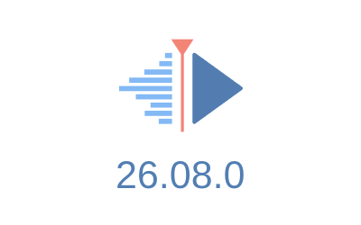 El logo de Kdenlive con el número de versión "26.08.0" escrito debajo.