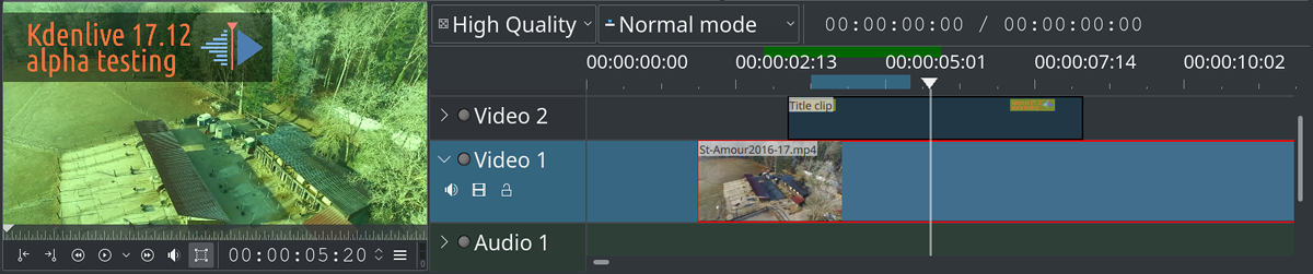 Kdenlive 17.12 alpha for testing will soon be released