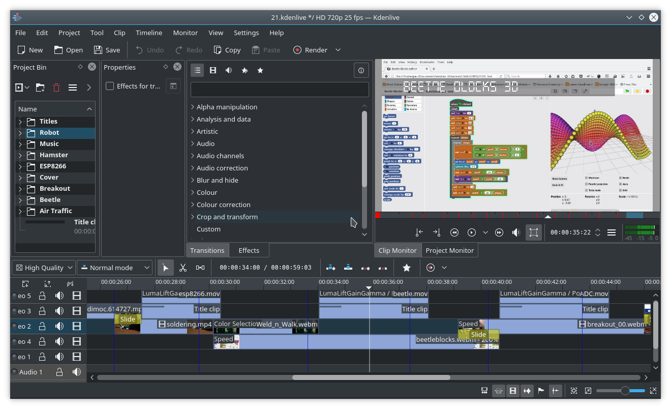 Screenshot of Kdenlive version 17.04.0