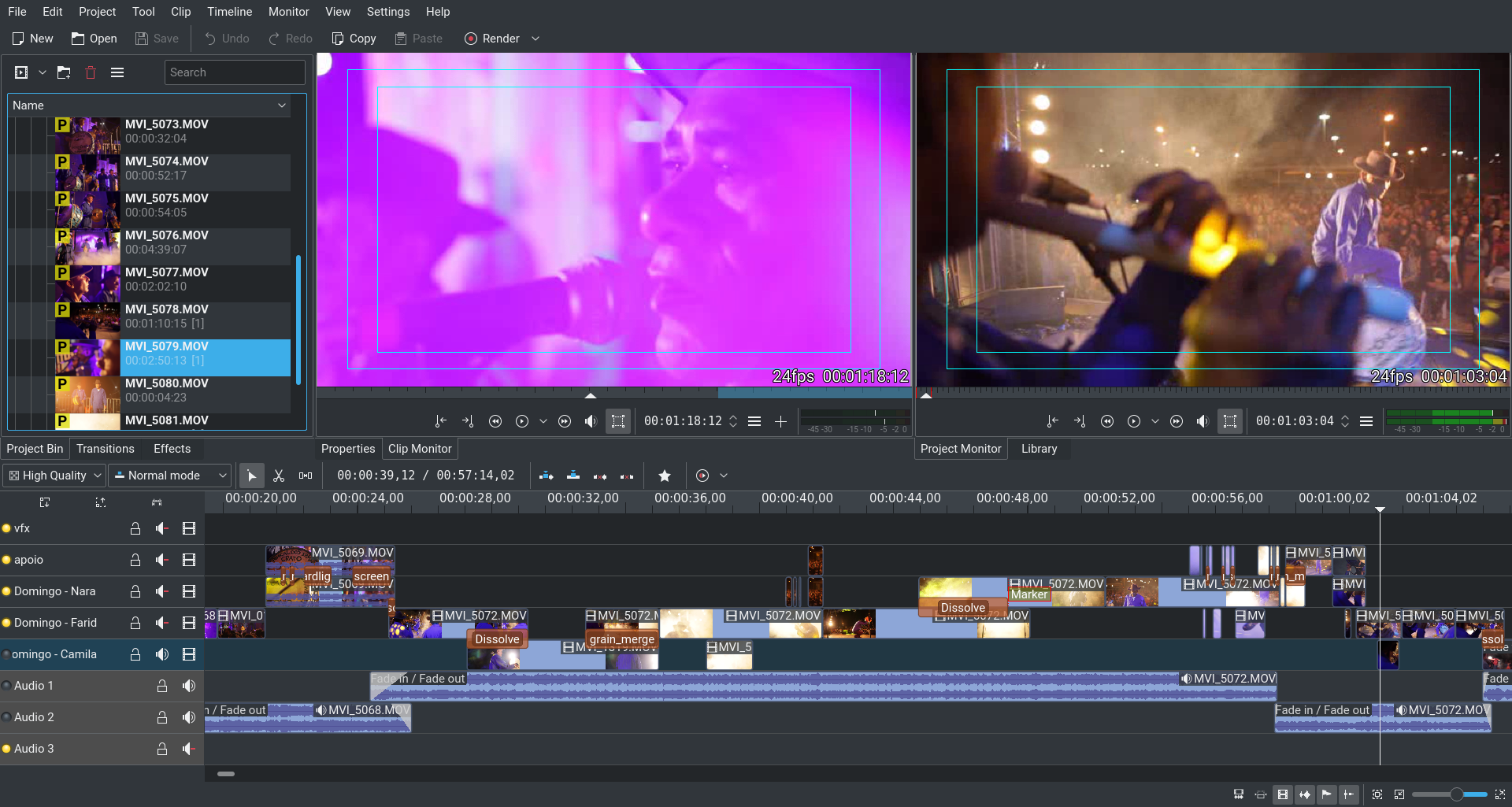 Screenshot of Kdenlive version 17.08.0