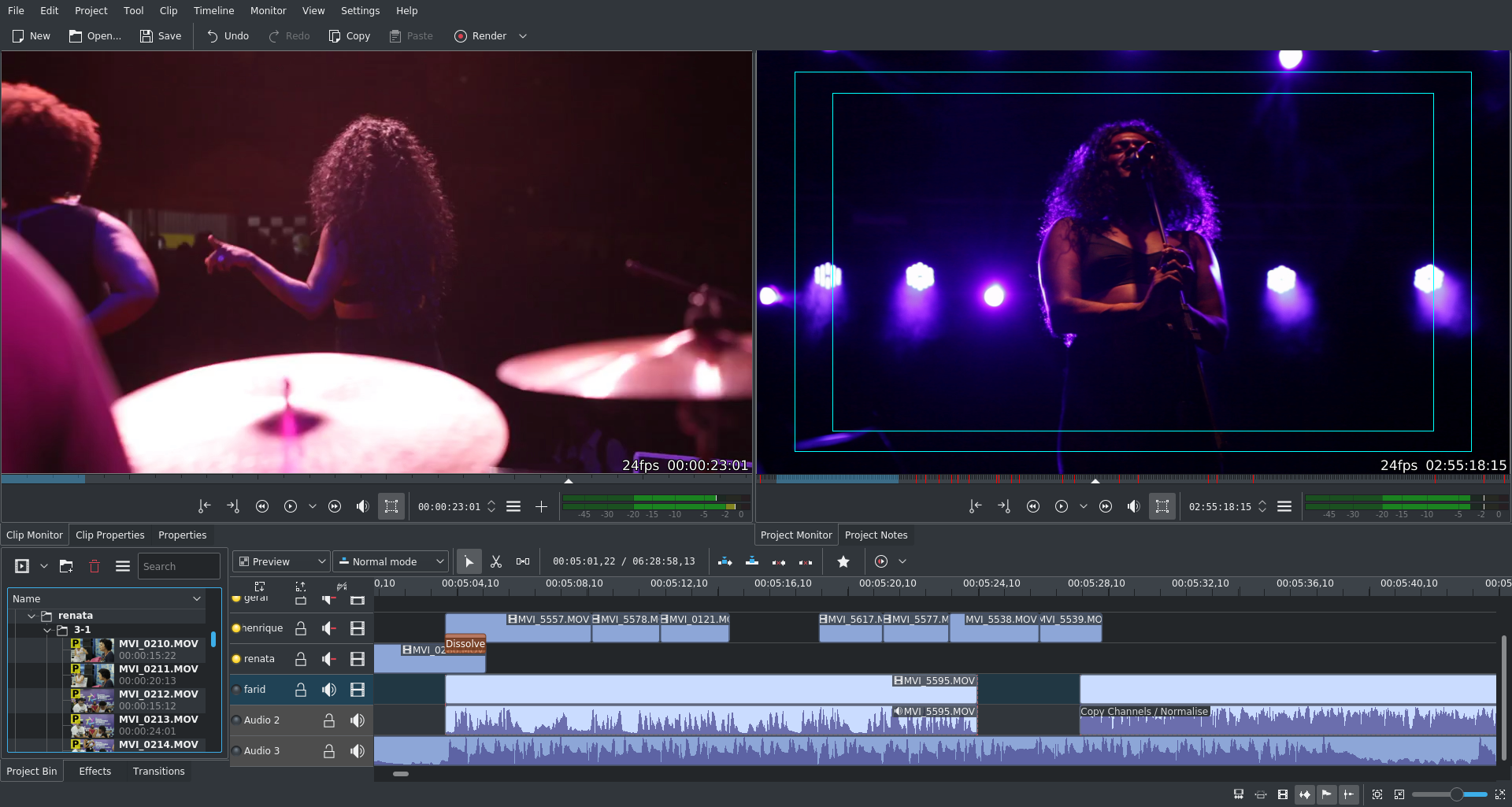Screenshot of Kdenlive version 17.12.0