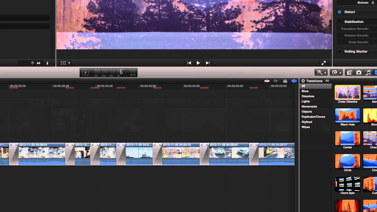 Transitions in fcpx