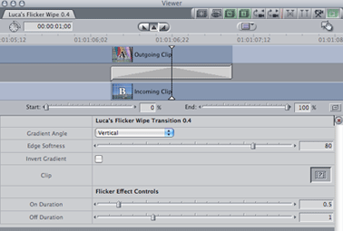 Transitions panel in FCP
