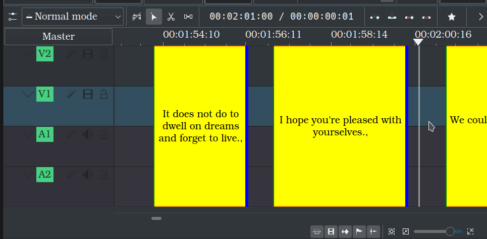 Editing Subtitle Text in timeline