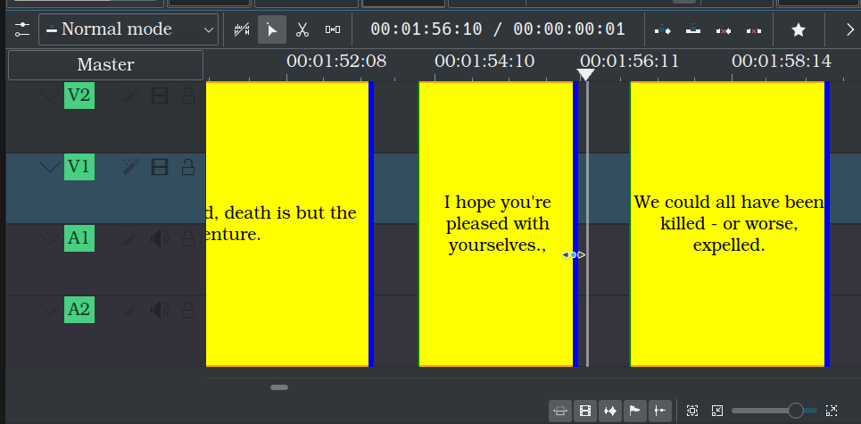 Editing end position of subtitles