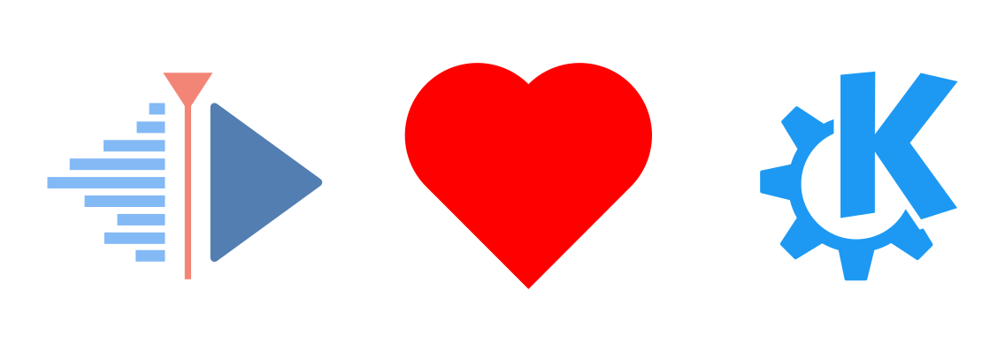 Kdenlive Logo, Herz und KDE Logo